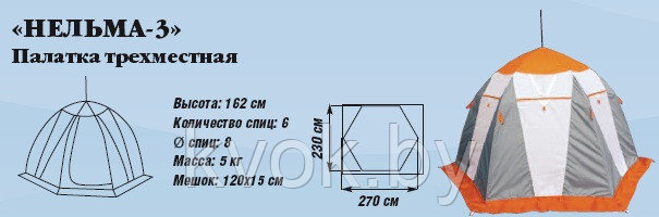 Палатка зимняя МИТЕК "Нельма 3" (2.70x2.30x1.62 м) - фото 3 - id-p93030095