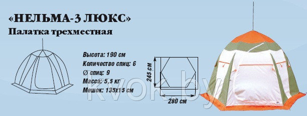 Палатка зимняя МИТЕК "Нельма 3 ЛЮКС" (2.80x2.45x1.90 м) - фото 4 - id-p93030424