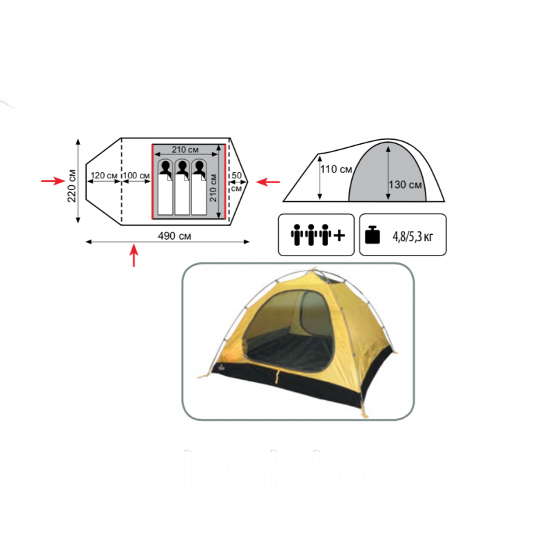 Палатка TRAMP CAVE 3 (V2): продажа, цена в Минске. Туристические ...