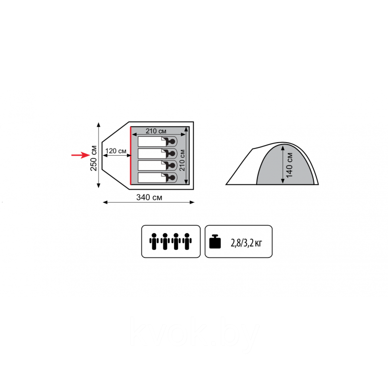 Палатка TOTEM CHINOOK 4 (V2): продажа, цена в Минске. Туристические ...
