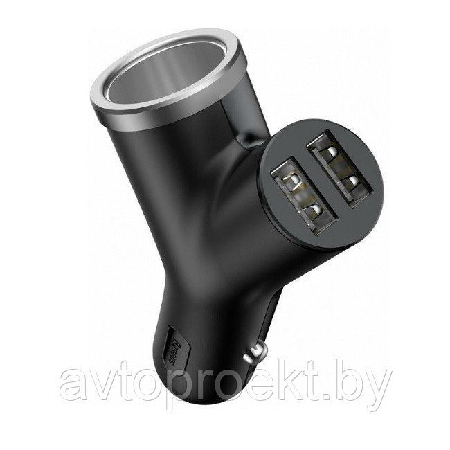 Автомобильное ЗУ Baseus CCALL-YX01 Y type dual USB Black