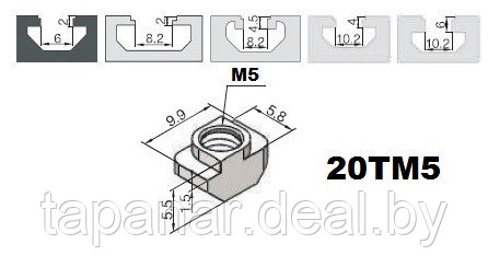 Гайка Т-образная М5 (20-я серия) - фото 2 - id-p102056381