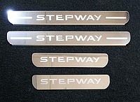 Накладки на пороги (лист зеркальный надпись Stepway) 4шт код RENSANST15-20