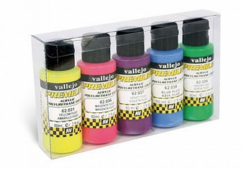 Набор ариловых красок Premium Colors Флуорисцент (Яркие цвета), 5x60 мл, Vallejo