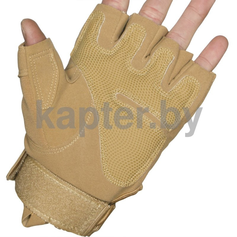 Тактические кевларовые беспалые перчатки Half-Gloves. хаки-песок. - фото 4 - id-p102085307