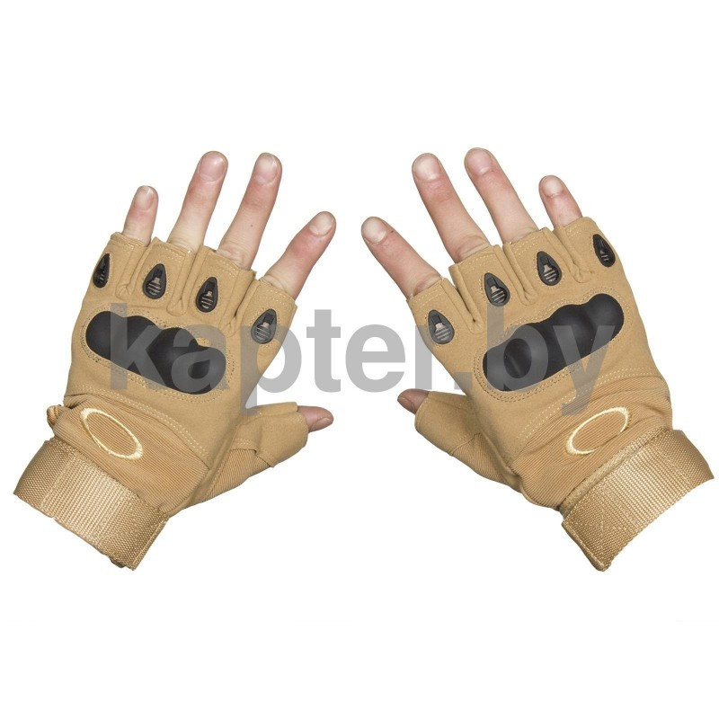 Тактические кевларовые беспалые перчатки Half-Gloves. хаки-песок. - фото 2 - id-p102085307
