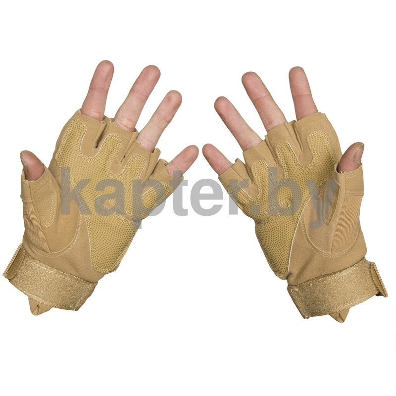 Тактические кевларовые беспалые перчатки Half-Gloves. хаки-песок. - фото 5 - id-p102085307