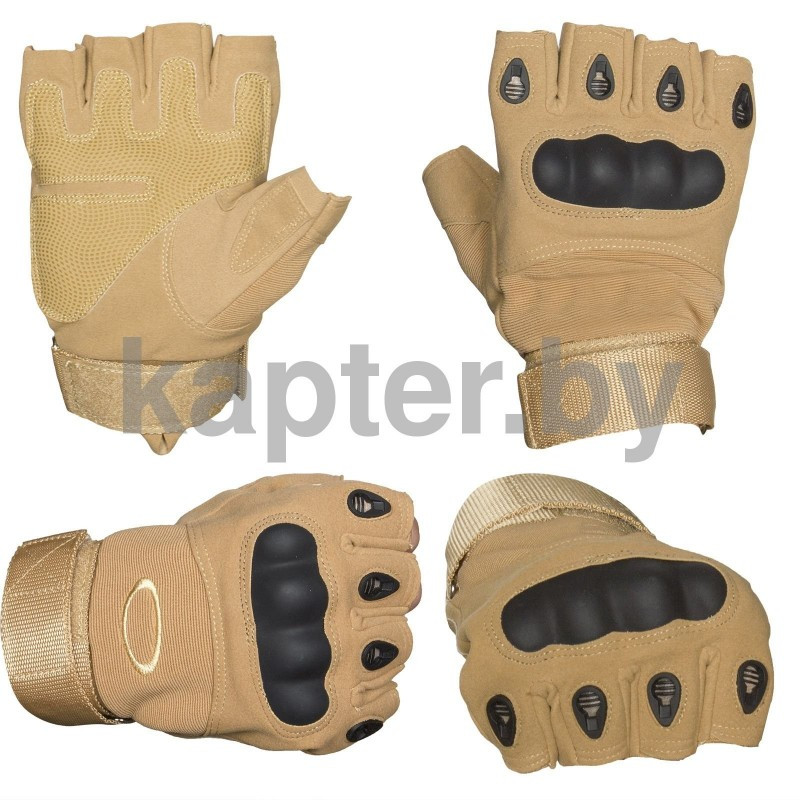 Тактические кевларовые беспалые перчатки Half-Gloves. хаки-песок. - фото 3 - id-p102085307