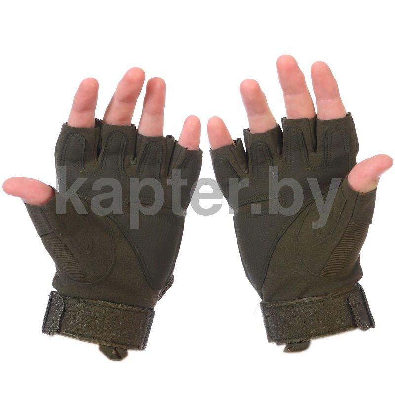 Тактические кевларовые беспалые перчатки Half-Gloves. Олива. - фото 4 - id-p102085362