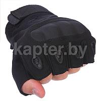 Тактические кевларовые беспалые перчатки Half-Gloves. Чёрные.