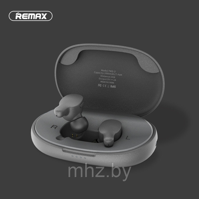 Беспроводные наушники Remax TWS-3 True Wireless Stereo Gray (Серый) - фото 1 - id-p102102754