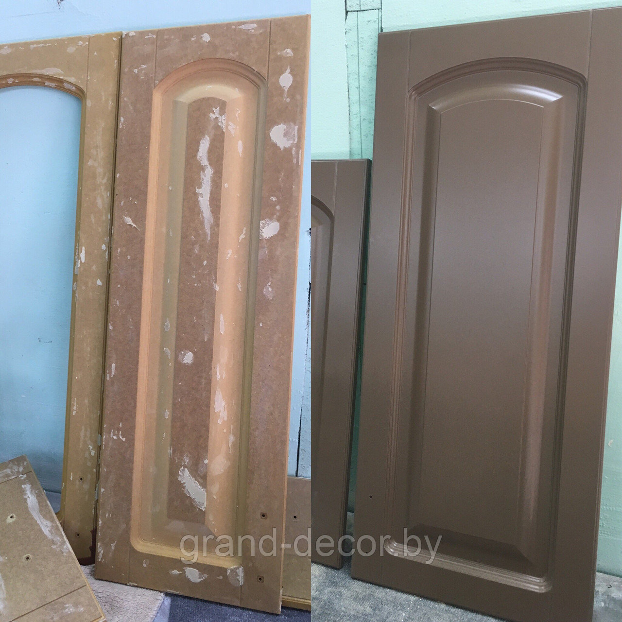 Реставрация, ремонт, покраска фасадов кухни МДФ оклеенных плёнкой ПВХ