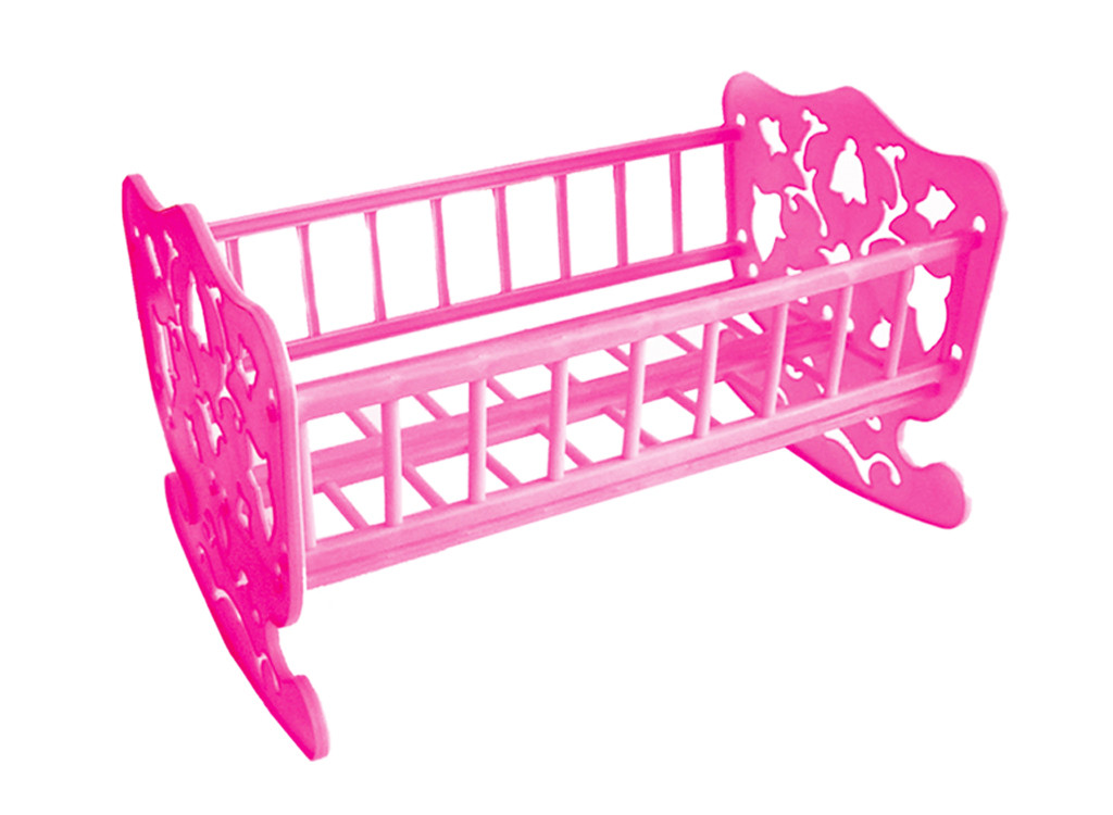 Кроватка качалка для кукол пластиковая 48х30  арт.у765  цвет розовый