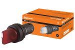 Переключатель на 2 положения с фиксацией SB7-CK2462-220V короткая ручка(LED) d22мм 1р красный TDM
