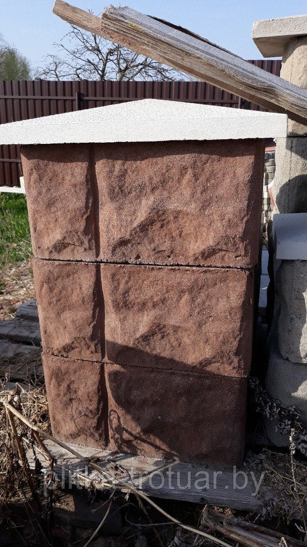 Блок бетонный для пролета забора "Рваный камень" 400х200х200 - фото 4 - id-p61457891