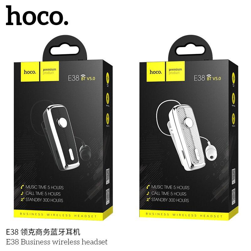 Bluetooth-гарнитура Hoco E38 цвет: белый (бизнес-модель,клипса, Bluetooth 5.0; разговор - 5 ч., ожид - фото 1 - id-p102172594
