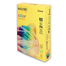 Бумага цветная A4, 80г/м, 500 л. "Maestro Color" ярко-желтый