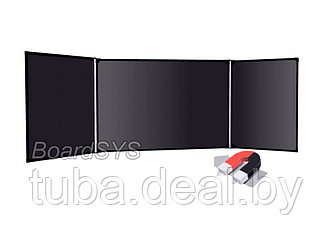 Трехэлементная черная магнитно-меловая доска BoardSYS, 100х300 - в черном профиле