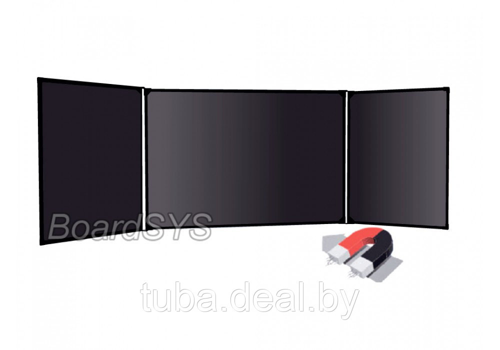 Трехэлементная черная магнитно-меловая доска BoardSYS, 100х300 - в черном профиле - фото 1 - id-p102203948