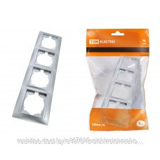 Рамка 4-х постовая горизонтальная серебр. металлик "Лама" TDM