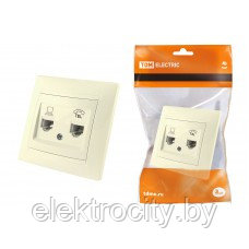 Розетка телефонная RJ11 + компьютерная RJ45 сл. кость "Лама" TDM