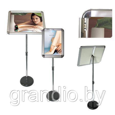 Стойка напольная раздвижная Poster Stand Chrome А4 регулировка угла, алюминиевая клик рамка