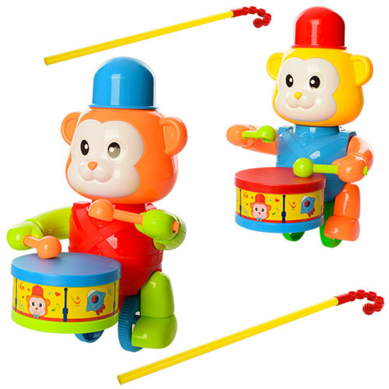 Игрушка-каталка на палочке обезьянка с барабаном , арт . 0353 - фото 1 - id-p102245603