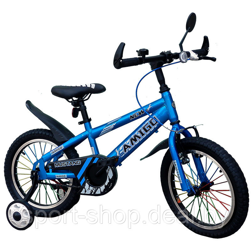 Велосипед детский Amigo-001 Mustang 16" Синий, велосипед, детский велосипед, велосипед для детей - фото 1 - id-p102282796