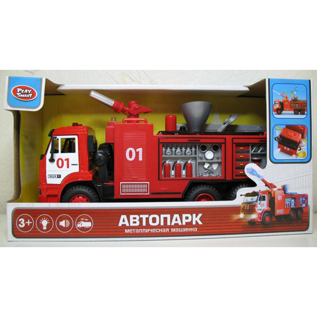Пожарная металлическая машина "Автопарк" 9624 (свет, звук, вода) - фото 1 - id-p102306675