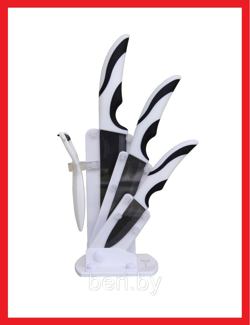 WR-7323 Набор керамических ножей на подставке с овощечисткой Winner, 5 предметов - фото 1 - id-p102307341