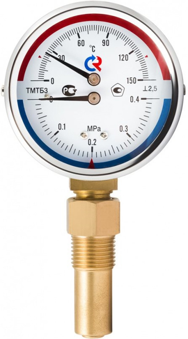 Термоманометр ТМТБ-31Р.2(0-150С)(0-2,5MPa)G1/2.2,5 рад 80 длина 64