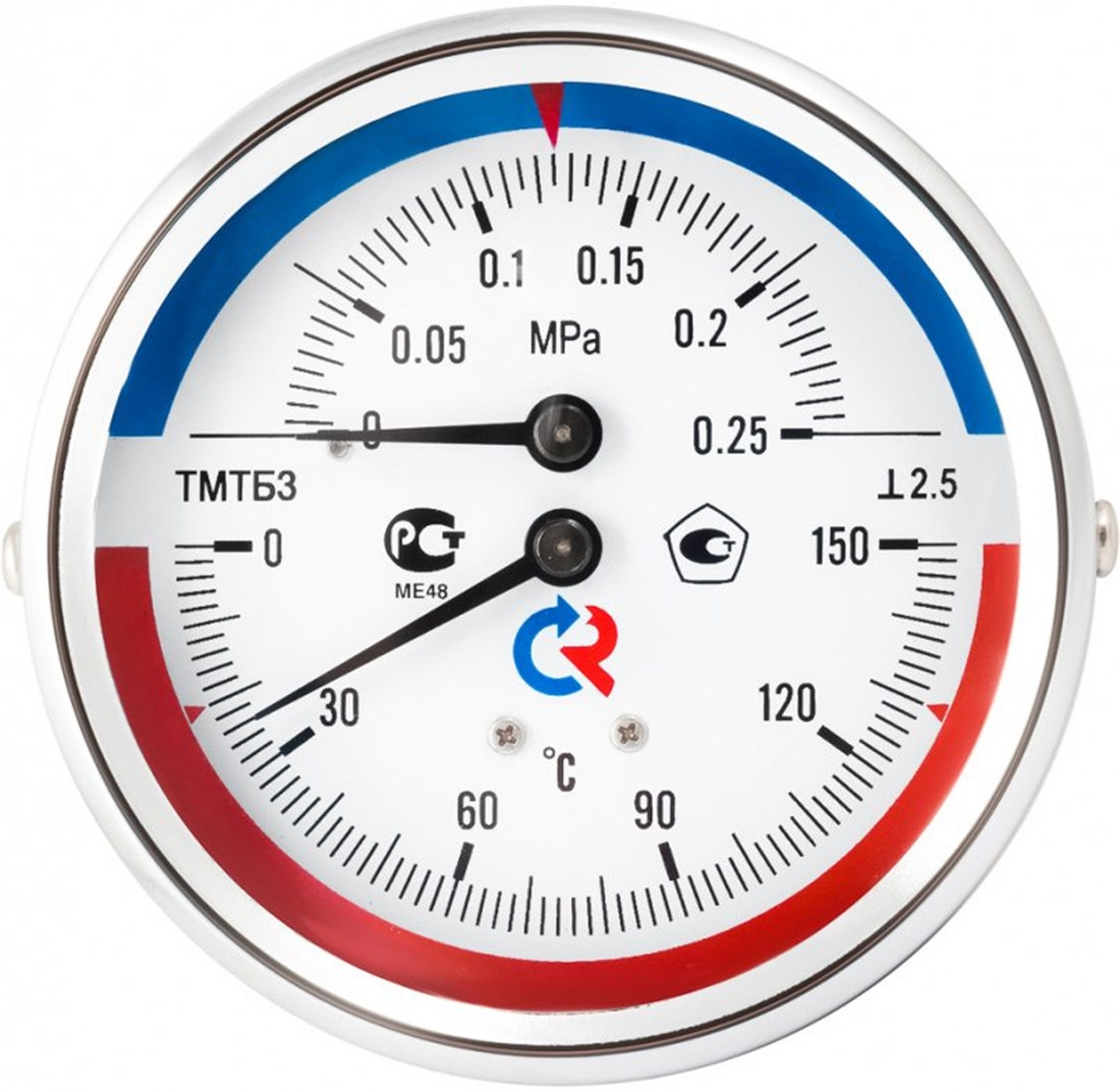 Термоманометр ТМТБ-31Т.3(0-120С)(0-0,6MPa)G1/2.2,5 осев 80 длина 100
