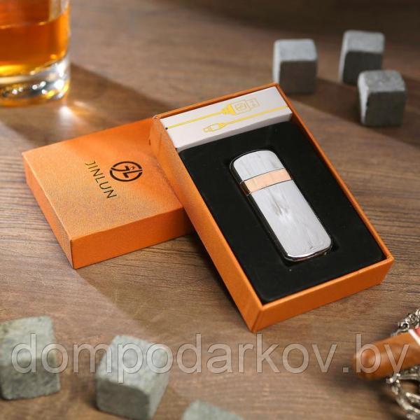 Зажигалка электронная в подарочной коробке, USB, спираль, хромированная, 0.7х3х7 см - фото 5 - id-p102415438