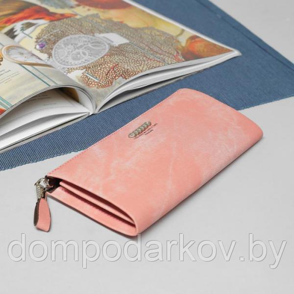Кошелёк женский, 4 отдела, для карт, для монет, наружный карман, цвет розовый