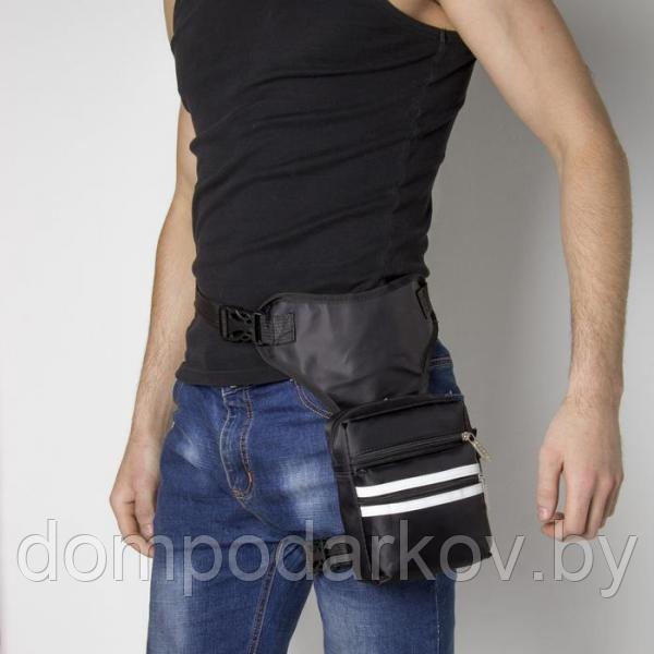 Сумка мужская поясная, 1 отдел, 2 наружных кармана, цвет чёрный/белый - фото 1 - id-p102415461