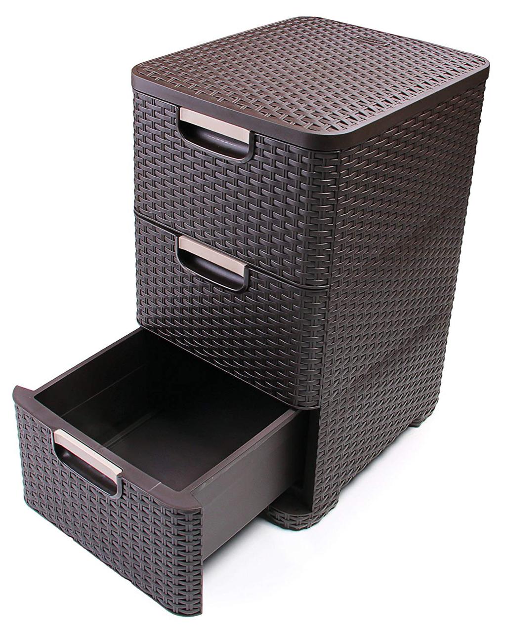 Комод х3 Style Rattan Drawer, тёмно-коричневый. - фото 8 - id-p100896988