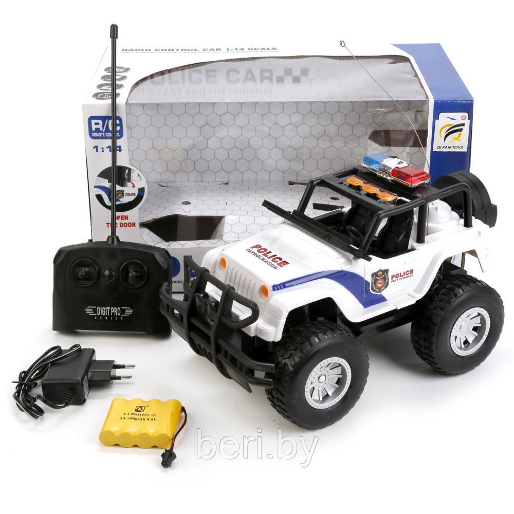 QF031 Машинка, Джип полицейский на пульте управления, на радиоуправлении, звук, свет - фото 1 - id-p102483990