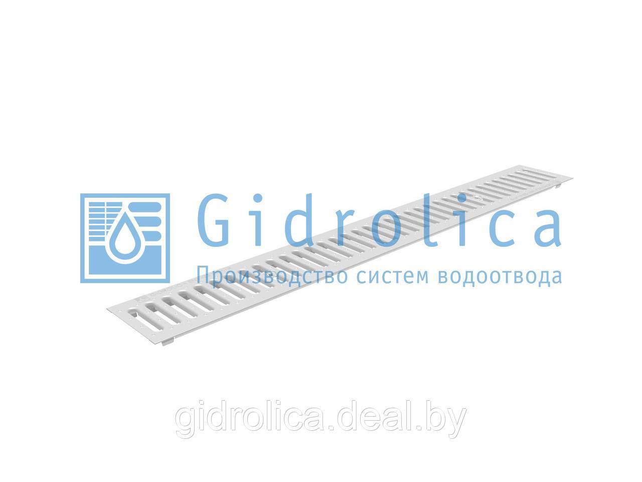 Решетка водоприемная Gidrolica Standart РВ-10.13,6.100 - штампованная стальная оцинкованная с отверстиями для 