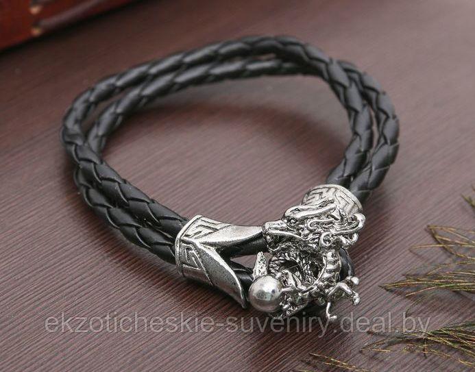 Браслет унисекс "Петля" дракон, цвет чёрный в чернёном серебре - фото 1 - id-p102492972