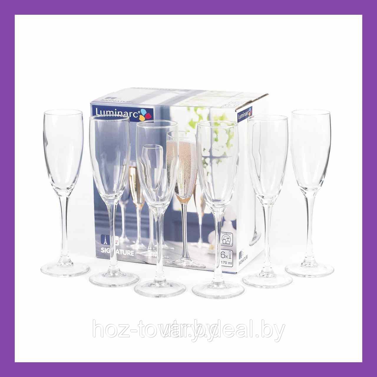 Набор бокалов для шампанского Люминарк Signature 6 шт. 170 мл арт. H8161 - фото 3 - id-p102492386
