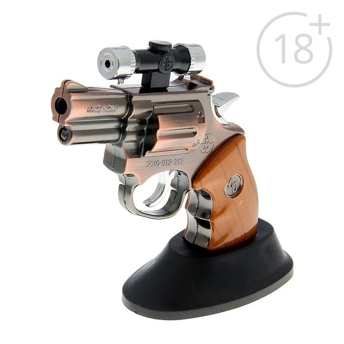 Зажигалка на подставке «Револьвер с прицелом» газовая цвет:микс - фото 1 - id-p102503203