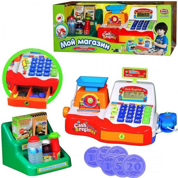 Детская касса Мой магазин 7256 Joy Toy с калькулятором, сканером, чеком, продуктами, со светом и звуком - фото 1 - id-p66702924