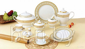DV-57020 Сервиз столовый фарфоровый, набор тарелок, обеденный сервиз, 57 предметов, 6 персон Viva Gold