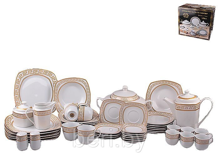DV-57024 Сервиз столовый фарфоровый, набор тарелок, обеденный сервиз, 57 предметов, Viva Imperial Gold - фото 2 - id-p102552290