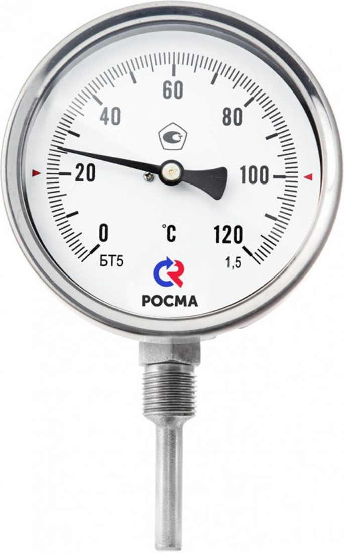 Термометр биметаллический БТ-52.220(0-60С)G1/2.150.1,5 радиальный d=100мм корозионност