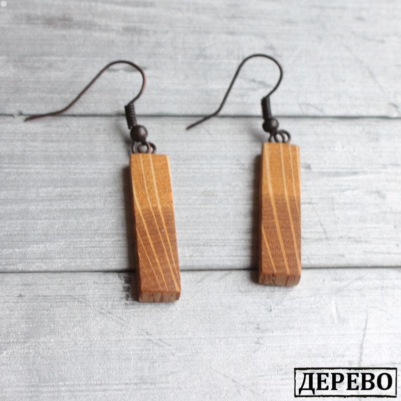 Серьги деревянные Oak Rectangle medium (пара) - фото 1 - id-p102555246