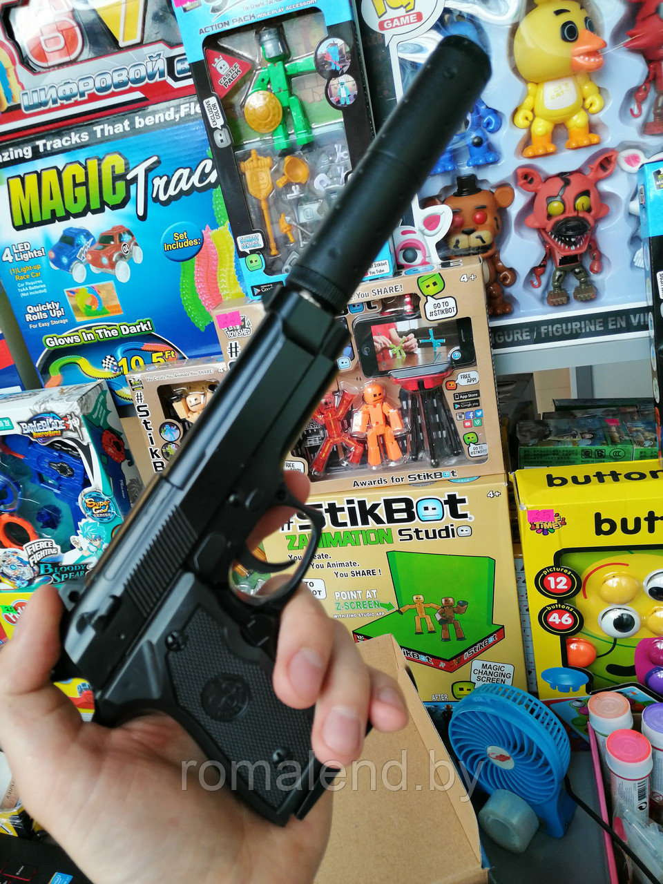 Детский металлический пистолет Violent с глушителем v1+ - фото 4 - id-p102568377