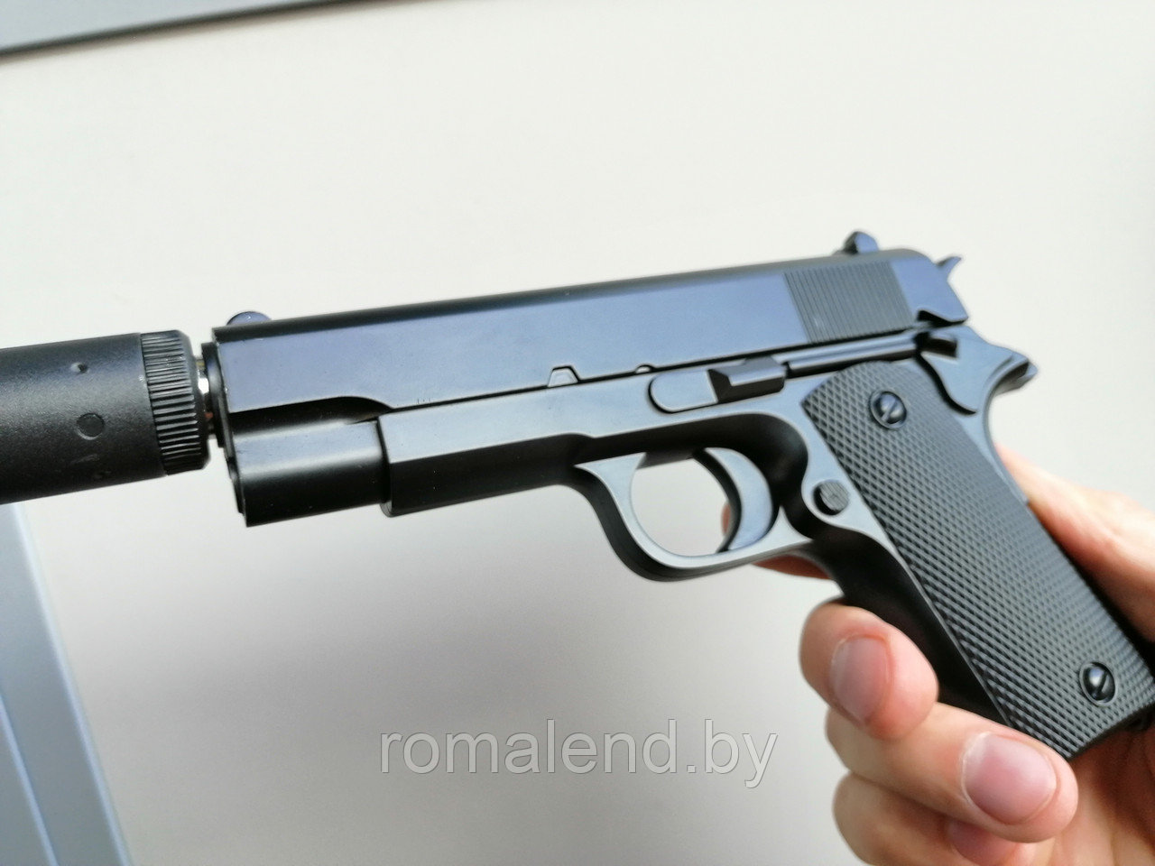 Детский металлический пистолет Аирсофт Ган (Super Force) с глушителем V2 - фото 3 - id-p102571055