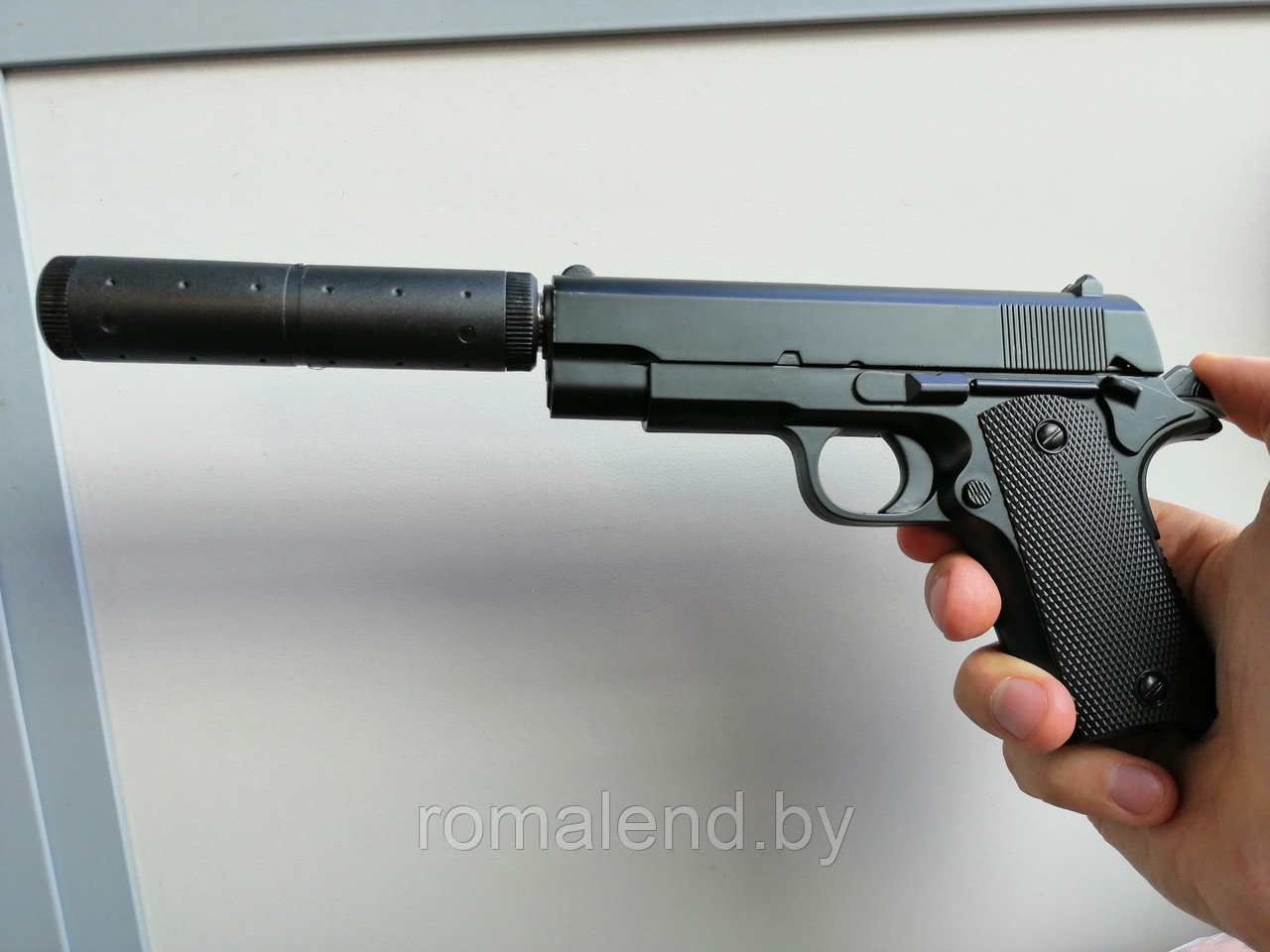 Детский металлический пистолет Аирсофт Ган (Super Force) с глушителем V2 - фото 5 - id-p102571055