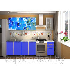 Кухня с фотопечатью "Орхидея/синяя" 2,0 м.